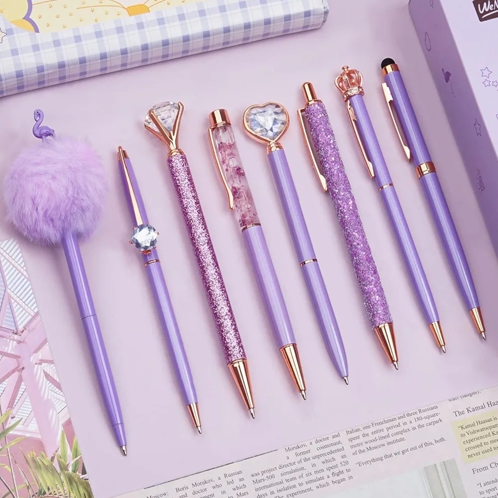 Set of Purple and Gold Decorative Pens‎